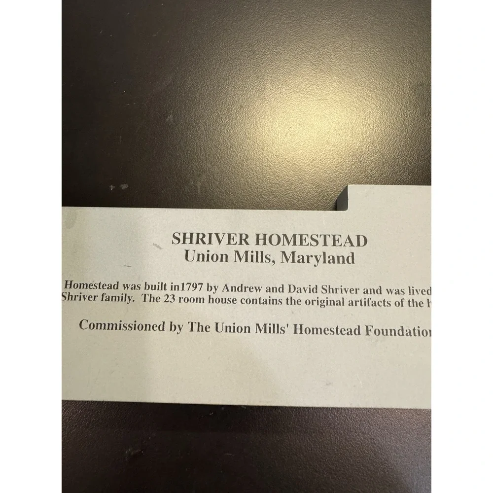 Hometowne Collectibles Shriver Homestead Union Mills MD Shelf Sitter 1995 Signed